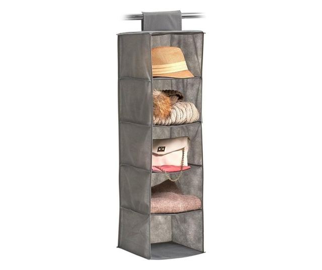 Organizator pentru dulap Zeller, textil, gri, 28x28x95 cm