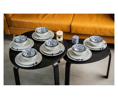 Black & Blue 24 Részes Modern Design Porcelán étkészlet 6 Személyre
