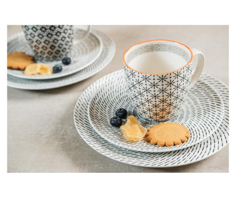 Retro Star Breakfast 6 Részes Modern Design Porcelán Reggeliző étkészlet 2 Személyre