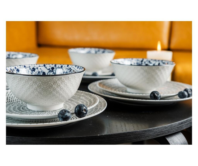 Black & Blue 16 Részes Modern Design Porcelán étkészlet 4 Személyre