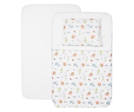 Set Lenjerie Patut Chicco Next2me, 3 Piese, Little Animals, 0luni+