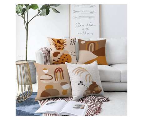 Set 4 fete de perna Minimalist Home World, Minimalist Cushion Covers, tesatura chenille: 30% bumbac, 55x55 cm, multicolor