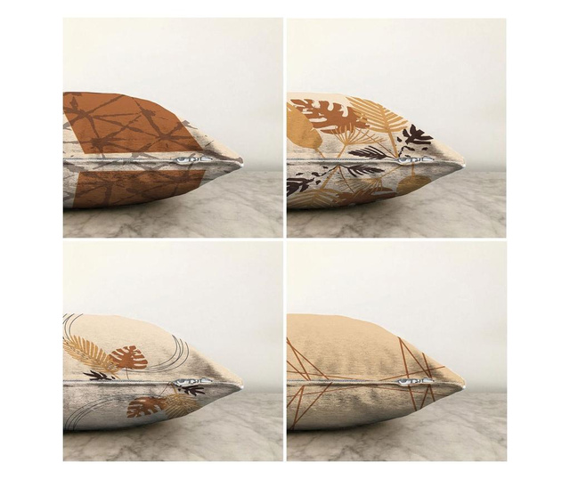 Set 4 fete de perna Minimalist Home World, Minimalist Cushion Covers, tesatura chenille: 30% bumbac, 55x55 cm, bej/maro