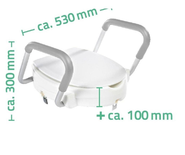 Capac WC inaltator cu manere de sprijin Ridder pentru seniori, suporta maxim 150 kg A0072001
