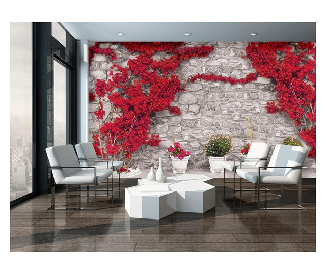 Фототапет Degrets 83916 Стена с червени цветя 2  254x368 см