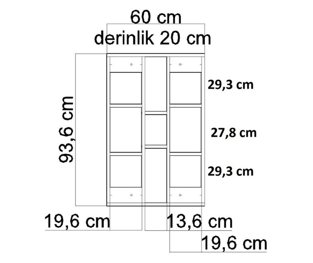 Raft de perete Gauge Concept, PAL, 60x20x94 cm, alb