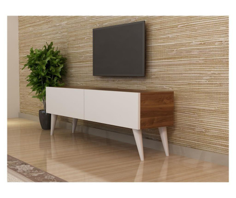Comoda TV Gauge Concept, PAL, 120x31x43 cm, maro nuc/alb