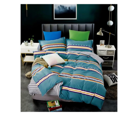 Lenjerie de pat pentru o persoana cu husa de perna patrata, zhangye, bumbac mercerizat, multicolor Sofi