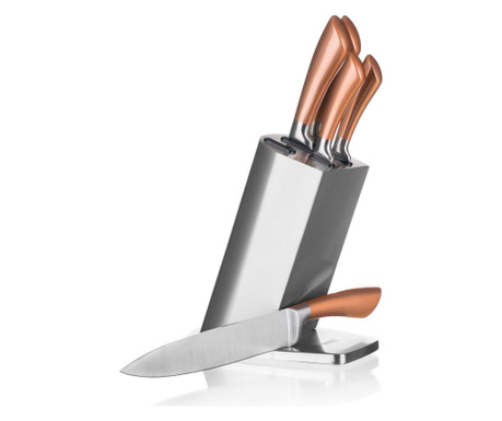 Sada 5 nožov so stojanom Copper