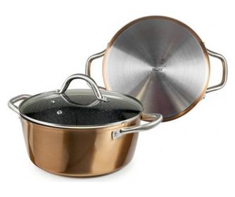 Oala cu capac Ibili-Natura Copper, aluminiu, acoperire piatra, 28cm