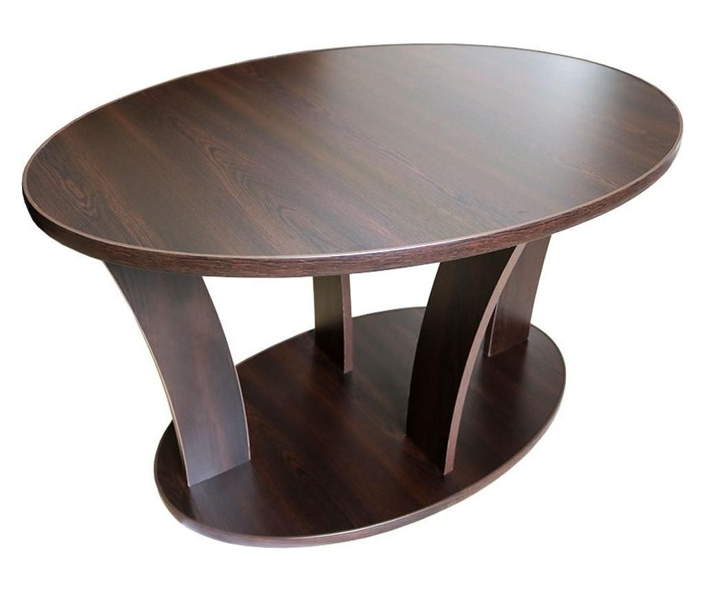 Oval Coffee Table with Wheels, Wenge, 94 x 54 x 64 cm