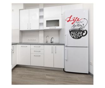 Sticker Faianta, Cafea, Pentru Bucatarie, Cu Mesaj, Life Begins After Coffee, 57 X 63 Cm