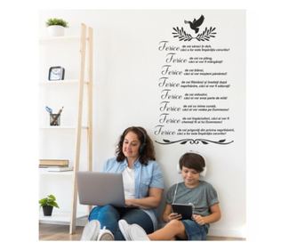 Sticker Perete Cu Mesaj Crestin, Pentru Sufragerie Sau Dormitor, Fericirile Din Matei 5:3-10, Cornilescu, 57 X 94 Cm