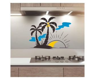 Sticker Cu Palmieri, Soare Si Ocean, Pentru Perete, Pentru Rulota, 57 X 75 Cm