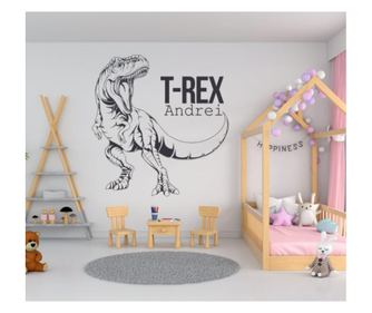 Sticker Personalizabil Cu Numele Copilului, Cu Dinozaur T-rex, 57 X 60 Cm