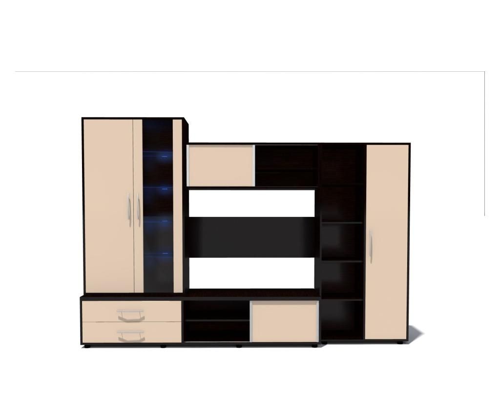 Biblioteca Suprema Wenge/Cappuccino Lucios, 290 x 203 x 45 cm