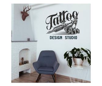 Sticker Pentru Perete, Pentru Salon / Studio De Tatuaje, Tatto Design Studio, 57 X 67 Cm