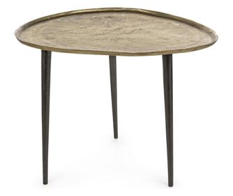 Karima dohányzóasztal arany színű fém lappal és fekete vas lábakkal, 60 cm X 55 cm X 45 cm