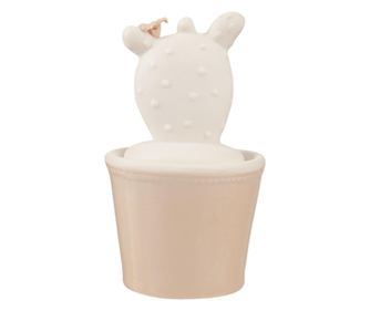 Borcan ceramic decorativ condimente alb bej Cactus Ø 7*11 cm