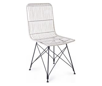 Szék fekete-fehér rattan háttámlával Lucila 45 cm x 55 cm x 85 hx 45 h