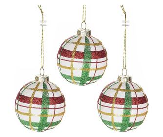 Set 3 Globuri Sticla Rosu Verde Ø 7 Cm X 7 H