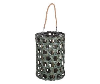 Висящ бамбуков фенер зелен шестоъгълник Ø 26 см X 40 см