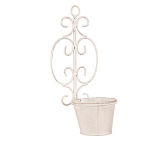 Suport Fier Forjat Alb Patinat Suspendabil 1 Ghiveci 12 Cm X 15 Cm X 33h