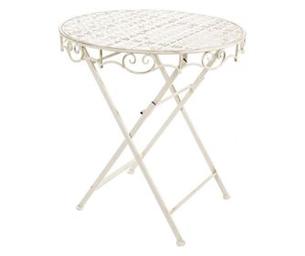 Emily összecsukható kovácsoltvas asztal, fehér patina, 70 cm X 75h