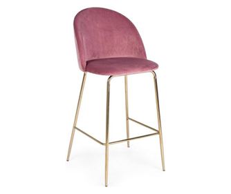 2 db bárszék szett, arany acél és rózsaszín bársony, 51x55x105x74 cm