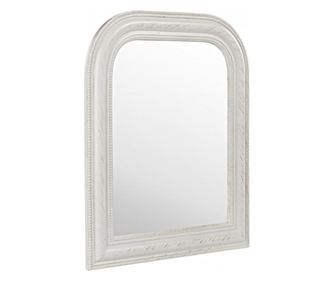 Zidno ogledalo s okvirom od bijelog patiniranog poliresina 50 cm x 3 cm x 60 V
