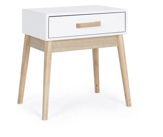 Noptiera 1 Sertar Lemn Alb Natur Ordinary 43 Cm X 30 Cm X 48 H