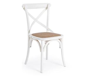 Stol z naslonom iz naravnega belega lesa Cross 50,5 cm x 52 cm x 87 hx 46 h