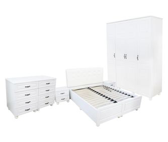 Set Dormitor Dynasty Alb cu pat 140x200 cm