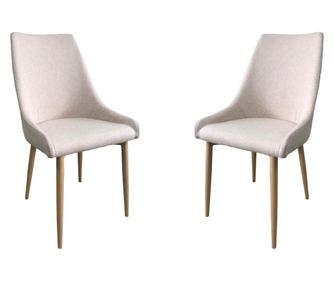 Set 2 scaune dining OTTELO, textil, picioare metalice, crem