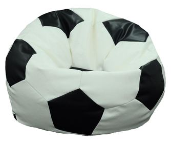 Fotoliu Pentru Copii (3-10 Ani) Minge Telstar Junior - Black & White (piele Eco) Umplut Cu Perle Polistiren (fotoliu Minge Marca