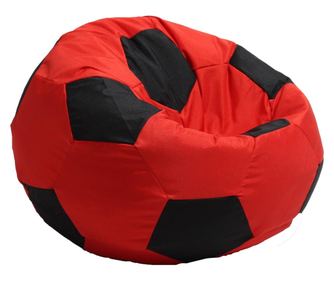 Fotoliu Puf Pentru Copii (3-10 Ani) Minge Telstar - Junior - Teteron Red & Black (pretabil Si La Exterior) Umplut Cu Perle Polis