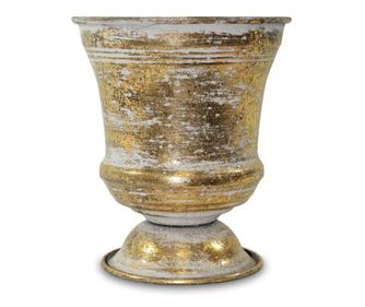 Pocal metalic, auriu antichizat, 16x13.5 cm
