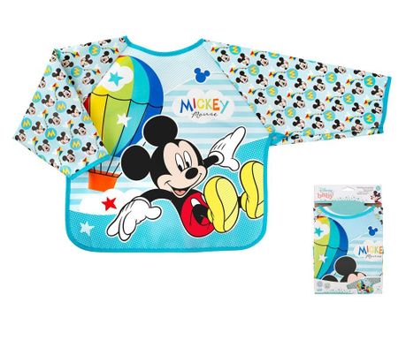 Baveta cu maneci copii Lulabi, Mickey Mouse, material PEVA impermeabil, multicolor