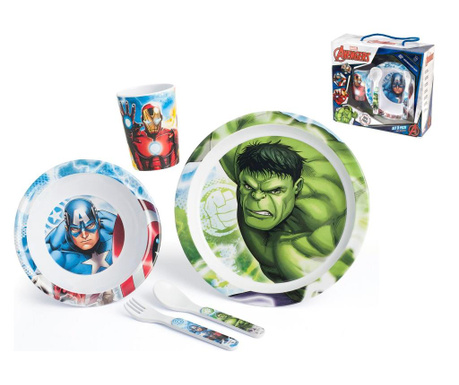 Комплект 5 части детски прибора за хранене Avengers