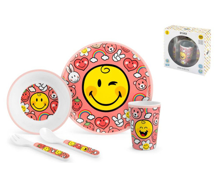 Комплект 5 части детски прибора за хранене Smiley