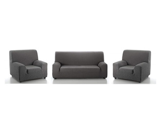 Комплект еластичен калъф за диван от три части (за диван тройка и два фотьойла) Smart Homes цвят 91 сив