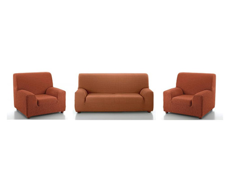 Комплект еластичен калъф за диван от три части (за диван тройка и два фотьойла) Smart Homes цвят 60 оранжев