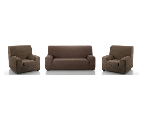 Комплект еластичен калъф за диван от три части (за диван тройка и два фотьойла) Smart Homes цвят 39 кафяв