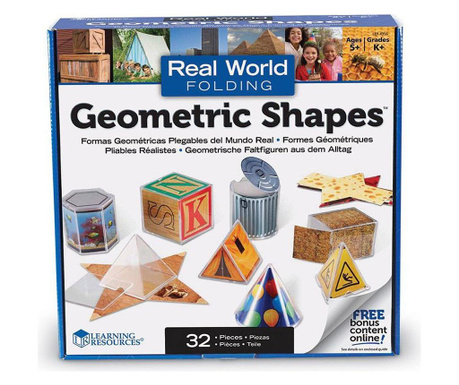 Комплект геометрични фигури с разгъвки 32 части-реален свят, Learning Resources