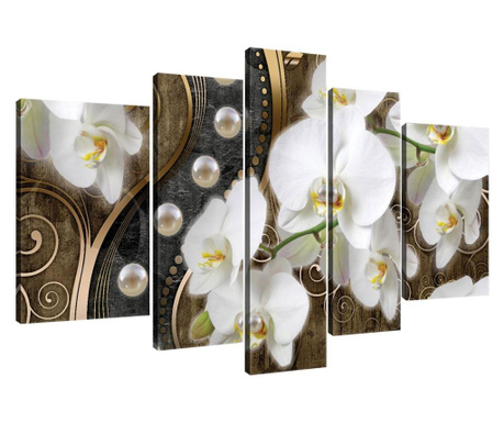 Set Tablouri Degrets 78355 Canvas, 100 X 170 Cm, 5 Piese (1x100x30 Cm, 2x80x30 Cm, 2x60x40 Cm), Orhidee Abstractie 8 3d