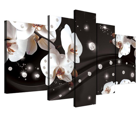 Set Tablouri Degrets 78351 Canvas, 100 X 170 Cm, 5 Piese (1x100x30 Cm, 2x80x30 Cm, 2x60x40 Cm), Abstractie Orhidee 2 3d