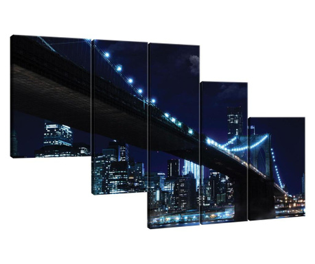 Set Tablouri Degrets 78360 Canvas, 100 X 170 Cm, 5 Piese (1x100x30 Cm, 2x80x30 Cm, 2x60x40 Cm), Podul Brooklyn 4