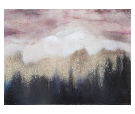 Tablou Mauro Ferretti, Pink Mountain, lemn de pin, 60x80 cm, multicolor