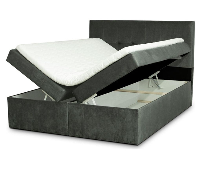 Łóżko kontynentalne ze schowkiem i materacem nawierzchniowym Nancy 140x200 cm
