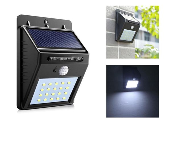 Lampa cu LED MRG P-285, Panou solar, Senzor de miscare, 20 LED
